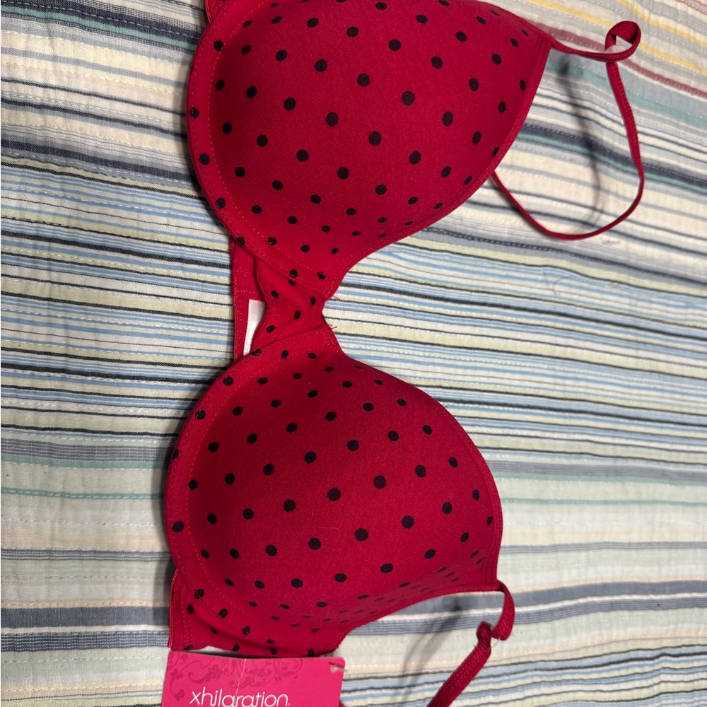 Xhilaration Red Bra with Black Dots
